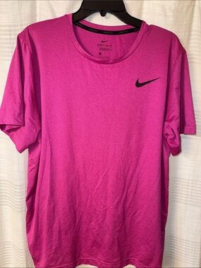 Nike Men's Magenta Dri-FIT Short-Sleeve Tee with Black Swoosh